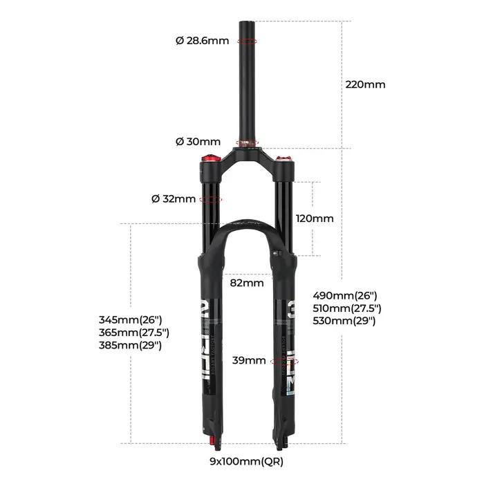 BOLANY-Fourche de vélo VTT en alliage de magnésium, suspension avant de vélo à air, tube droit, pièc