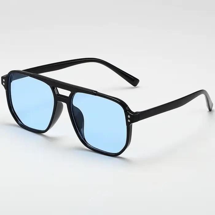 Lunettes de soleil carrées rétro pour femmes et hommes, lunettes de soleil polygonales noires vintag
