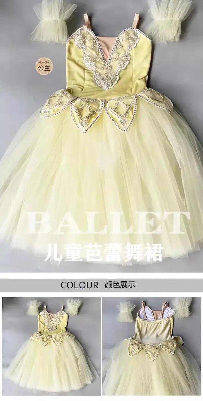Tutu professionnel long romantique tutu fleur jarretelle ballet cygne lac ballet dames enfants fille