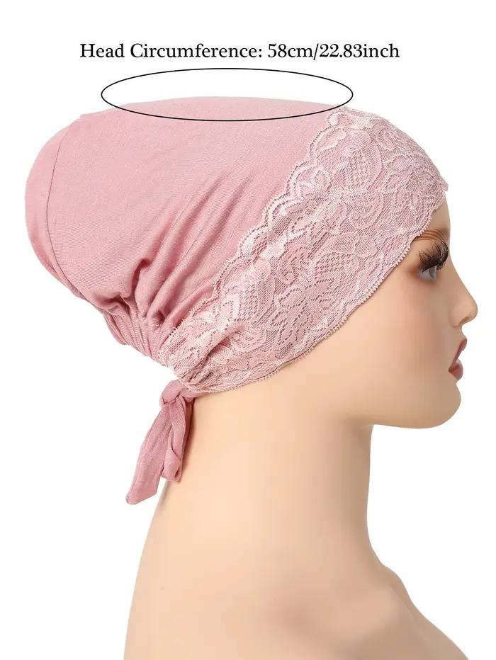 Sangle élastique douce Turban musulman chapeau dentelle intérieure Hijab casquettes islamique sous-é
