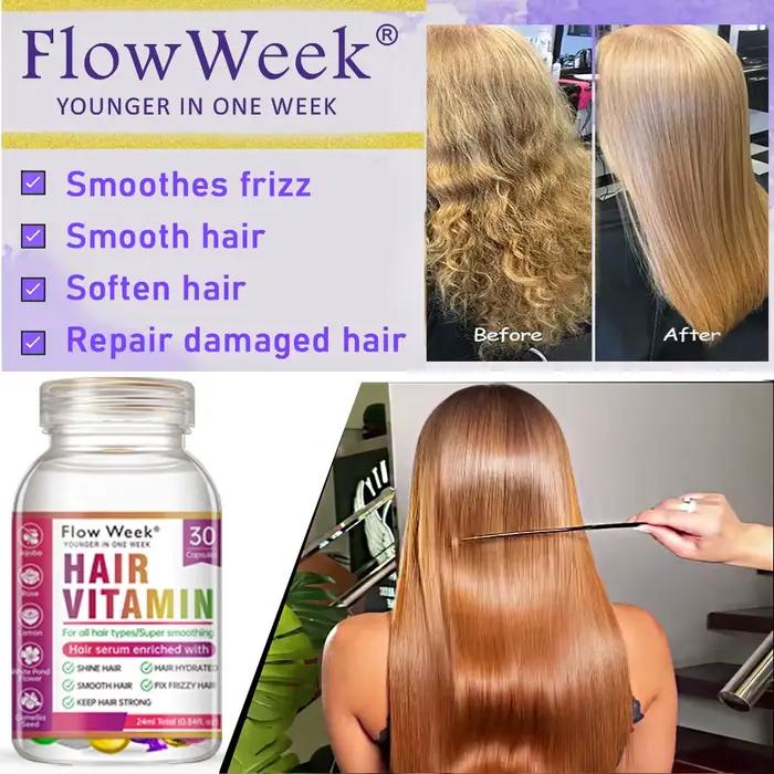 Flow-du-- Capsule de vitamine pour cheveux, masque capillaire lisse et soyeux, huile complexe KerBri