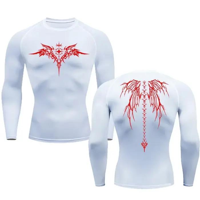 T-shirt de compression décontracté à imprimé anime pour homme, séchage rapide, vêtement de sport fit