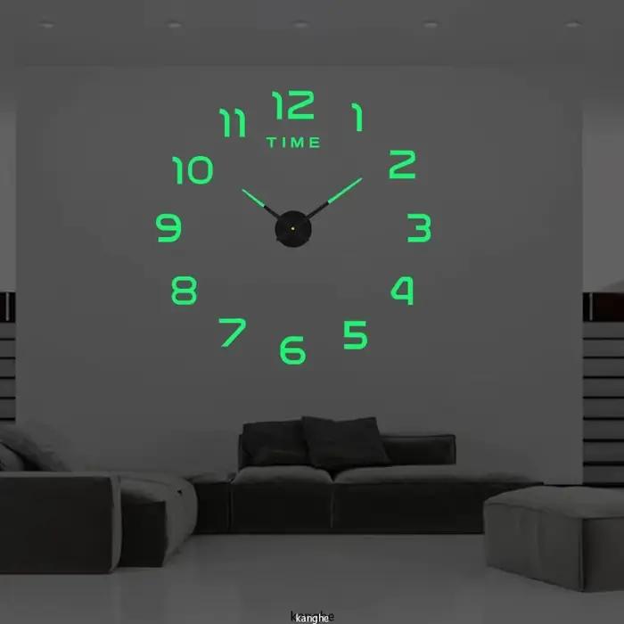 Horloge Murale Grande Taille Design Moderne 2026, Horloge à Quartz 3D DIY, Autocollants Miroir Acryl