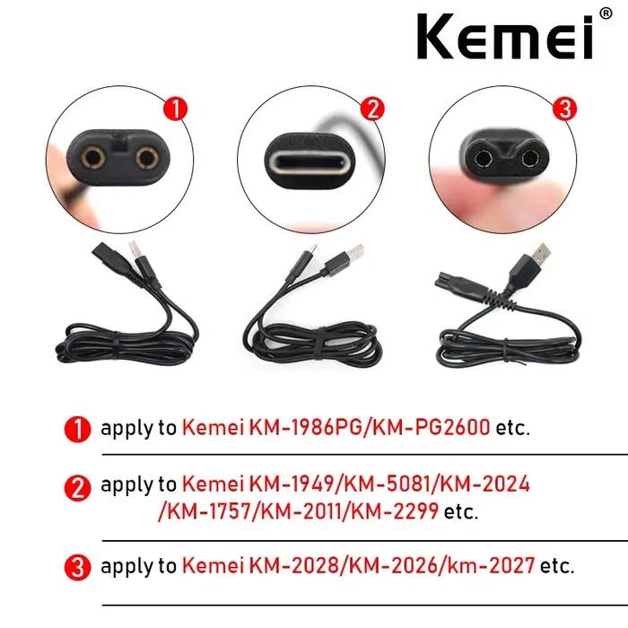 Câble de chargeur d'alimentation USB d'origine pour Kemei 1986PG 1949 2028 2026 tondeuse à cheveux p