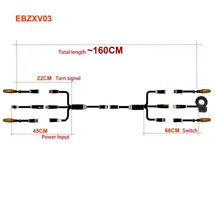 Kit de clignotants de vélo électrique IGO-E, 36V 48V52V 72V, câble étanche clignotant à flux