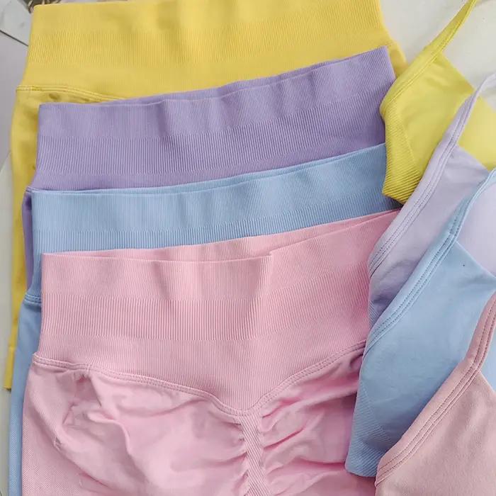 Ensemble soutien-gorge de sport à col licou et leggings taille haute pour femmes, évacuant l'humidit