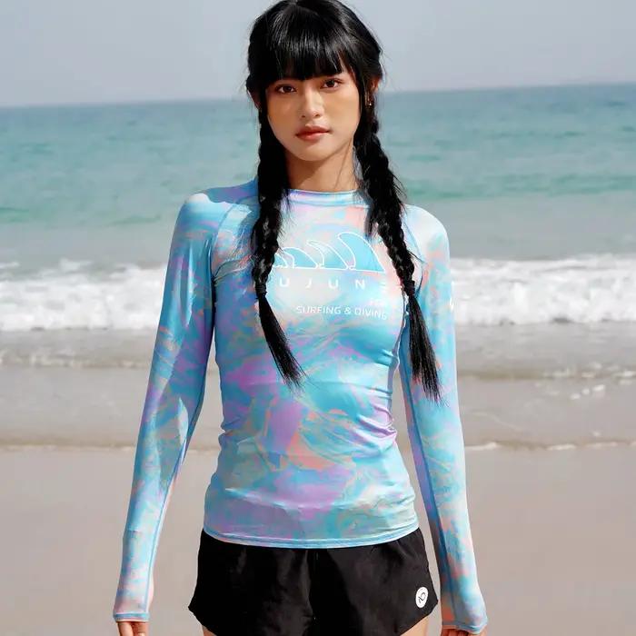 Nu-juin chemises de surf à manches longues femmes UPF50 + maillot de bain anti-éruption respirant co