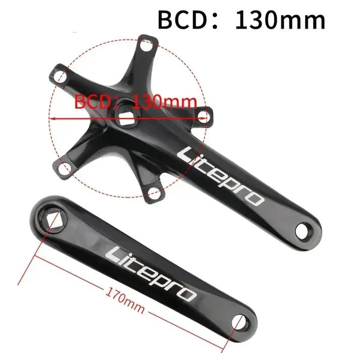 Bielles carrées Litepro pour vélo gravel - Pédalier plateau manivelle 130 BCD 45T à 58T