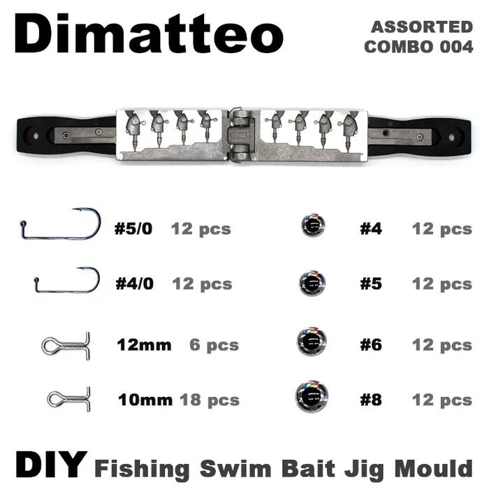 Dimatteo-Moule de tête de gabarit d'appât de natation bricolage, combo assressenti, 4 cavités, 1oz,