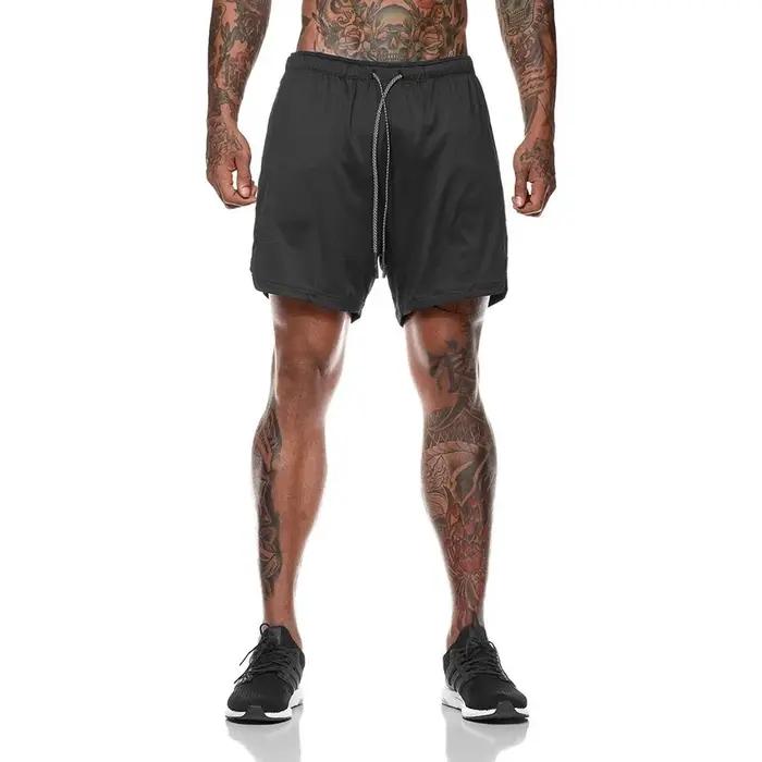 Short sport 2 en 1 homme double pont course fitness plage été entraînement