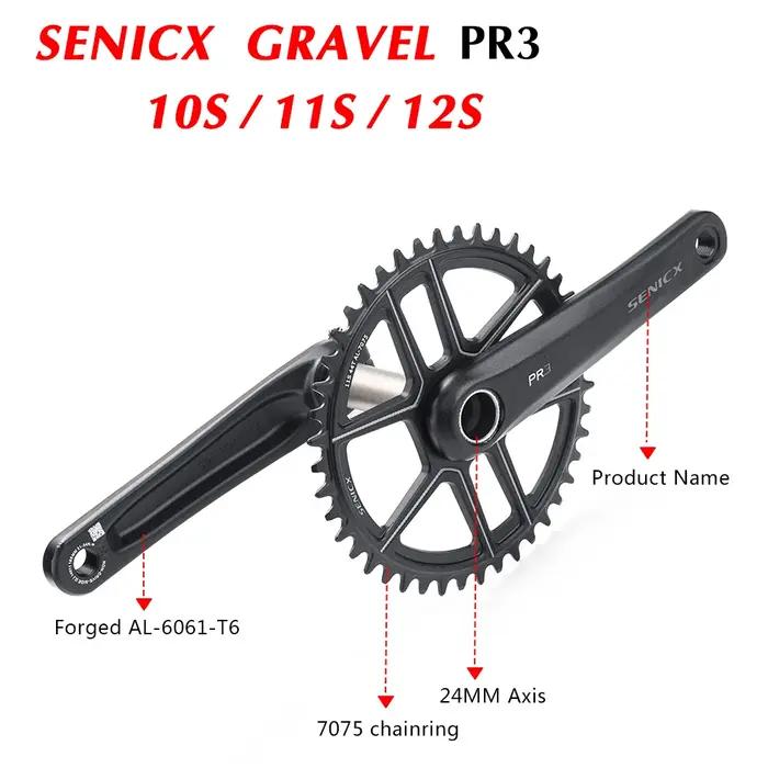 SENICX PR3 pédalier de vélo de gravier 40T/42T/44T plateau 165mm 170mm 175mm manivelle 10/11S vitess