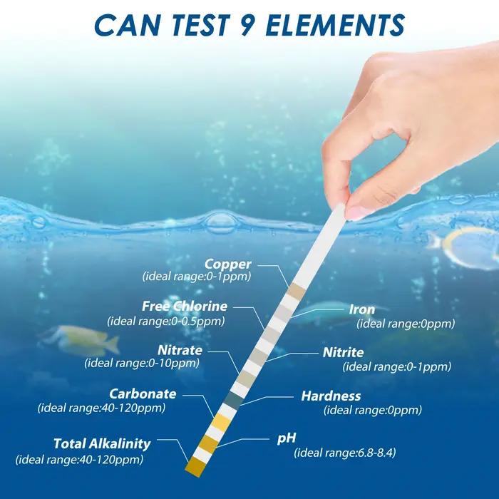 100 pièces bandelettes de Test d'aquarium bande de Test de qualité de l'eau 7/in1 Kit de Test d'aqua