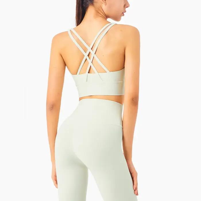 Soutien-gorge de sport femme triangle dos nu - Coussinets poitrine fitness yoga entraînement