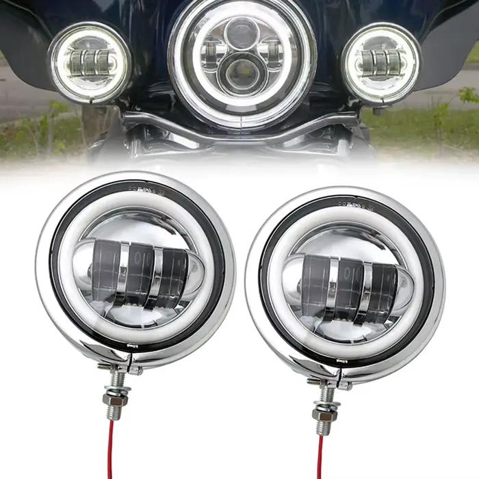 2 pièces 30W 4.5 pouces Moto Led antibrouillard 6000K DRL Led phare pour Harley Moto Moto ampoule d'