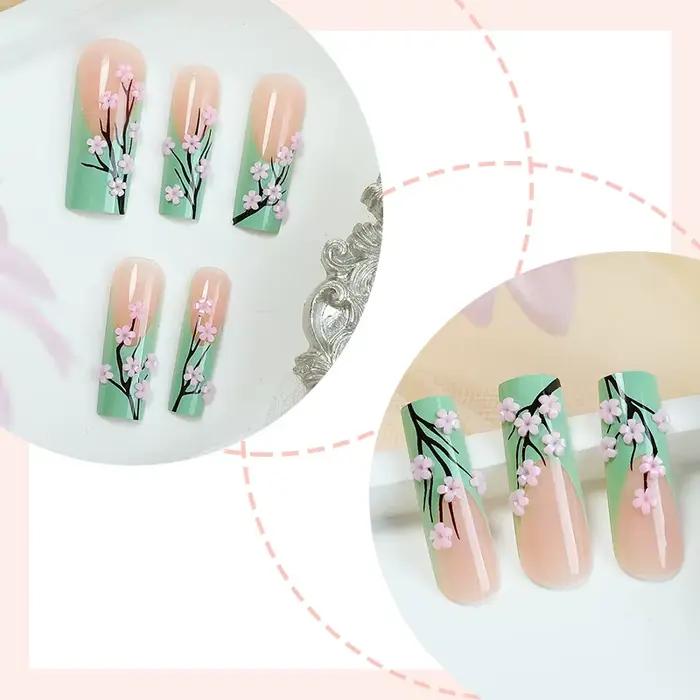 Fausses Fleurs de Ballerine Longue, 24 Pièces, Décor Vert Français, Couverture Complète, Fausse Épic