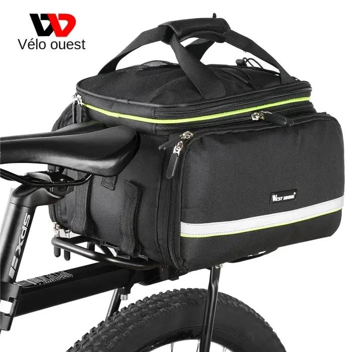 Sac de coffre de vélo étanche 3 en 1 West Biking pour randonnées et voyages de grande capacité polyvalent porte-bagages de toit et sacoches de siège
