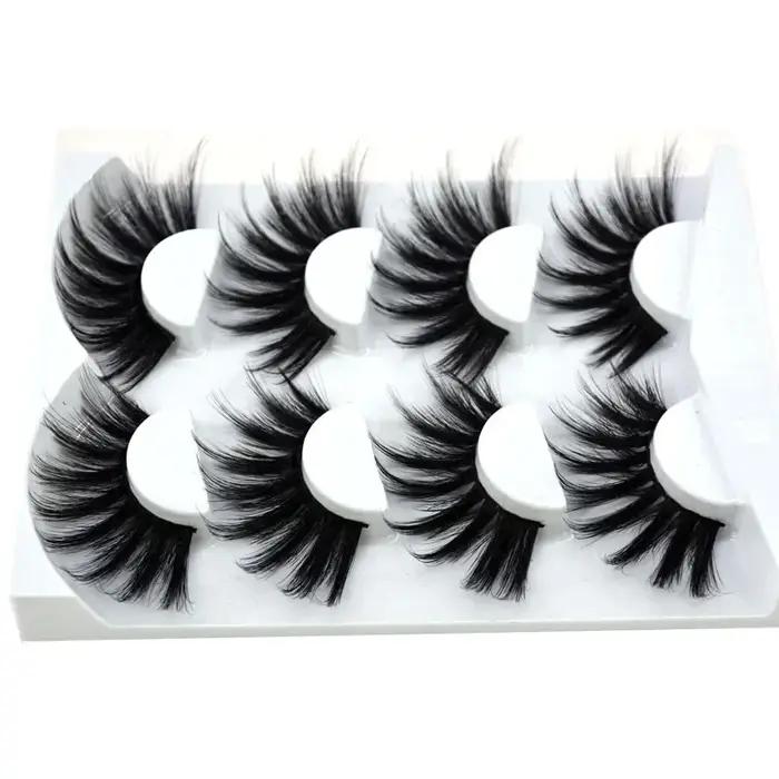 4 paires de cils de vison naturels 25mm cils faits à la main faux cils étendus