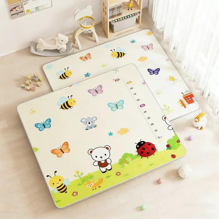 Tapis d'éveil pour bébé tapis de jeu non toxique à double face tapis d'activité pour nourrisson et enfant pour le jeu et le développement motor et sensoriel occassions spéciales pour la maison et les visites