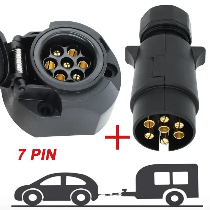 Prise de remorque européenne 7 broches 12V + adaptateur de connecteur électrique de barre de remorqu