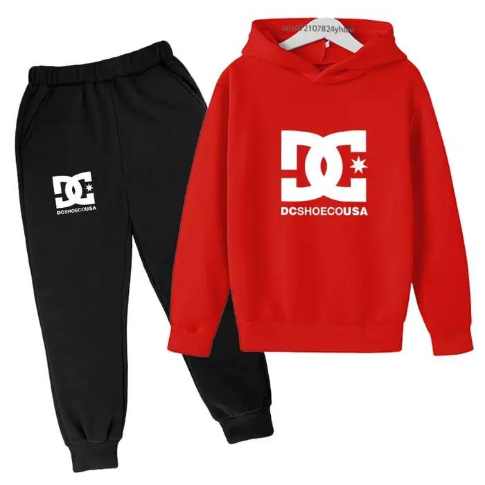 Enfants printemps automne décontracté Simple imprimé 2 pièces sweat à capuche + pantalon survêtement