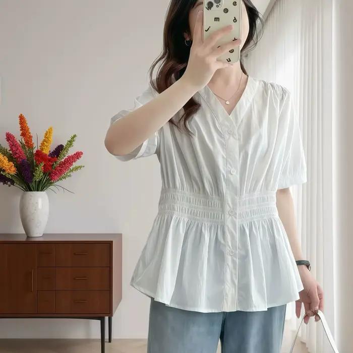 Chemise et chemisier d'été à taille élastique, grande taille, 200 livres, manches courtes, haut rigi