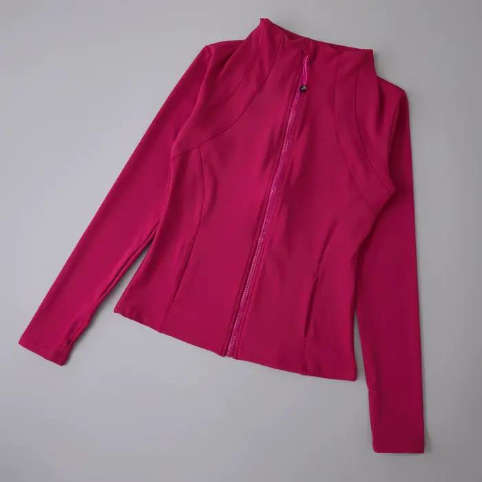 Veste de yoga à manches longues en spandex avec fermeture éclair complète avec trou pour le pouce sa