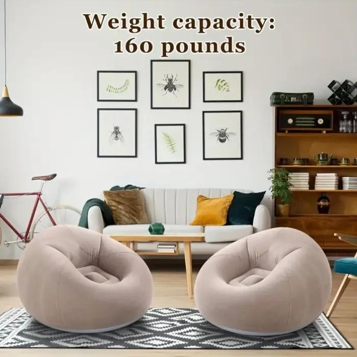 Canapé gonflable floqué, chaise longue gonflable portable et pliable pour la maison, le bureau, la s