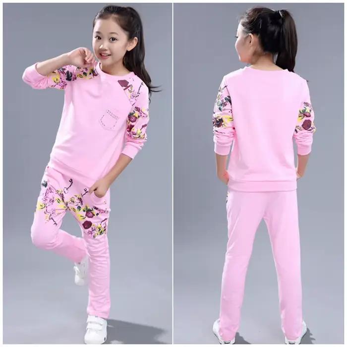 Survêtements pour enfants veste à manches longues pantalon de survêtement ensemble de tenue en coton combinaisons de jogging pour adolescents occasions sportives et quotidiennes