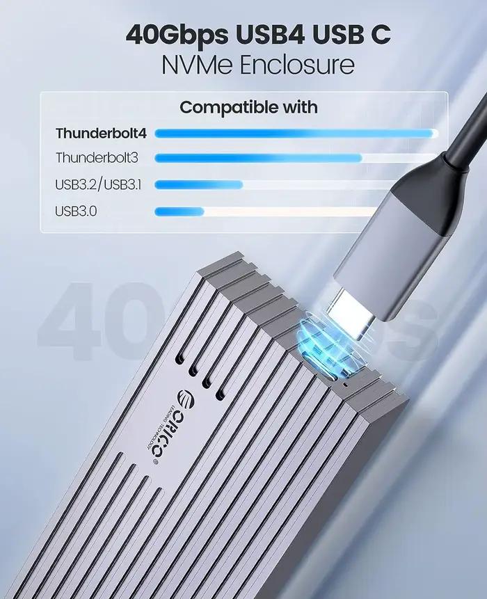 ORICO-Boîtier externe SSD NVMe M.2, USB 4, 40Gbps, PCIe 3.0x4, 20Gbps, 10Gbps, compatible avec Thund