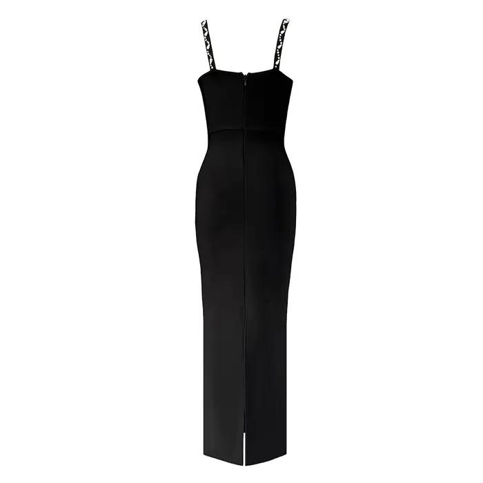 Femmes élégantes perles robe de pansement Spaghetti sangle moulante vêtements Club fête robes de soi