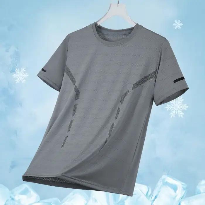 Hommes course T-shirt respirant Stretch haut d'été gymnase Fitness course mince à manches courtes vê