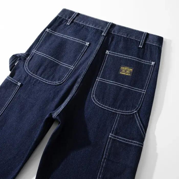 OKONKWO Original Denim travailleurs ferroviaires pantalon Amikaki Multi poche rayé travail long en p