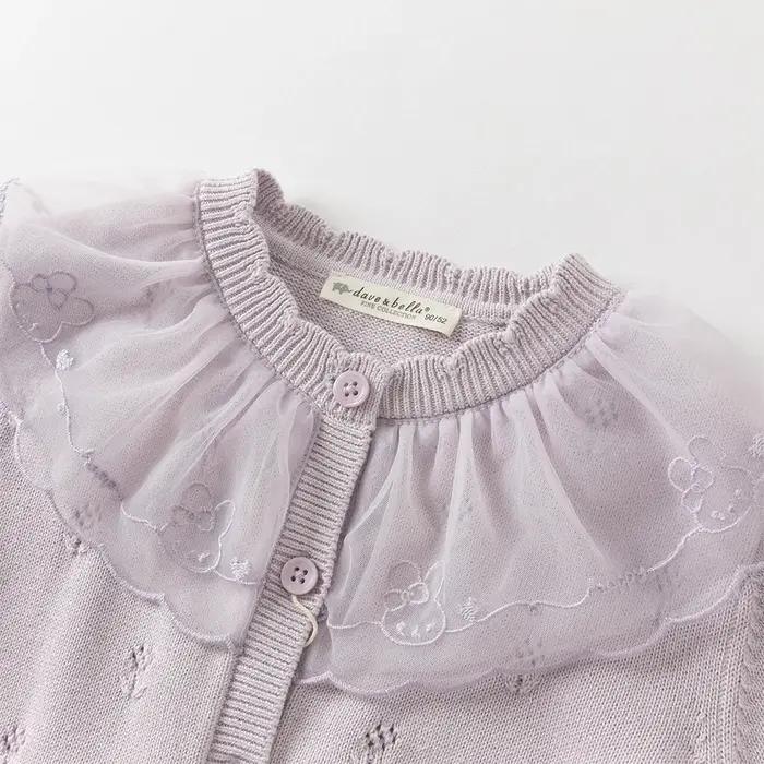 Dave Bella filles bébé pull pull doux mignon maille pétale col enfants tricots filles tricoté Cardig