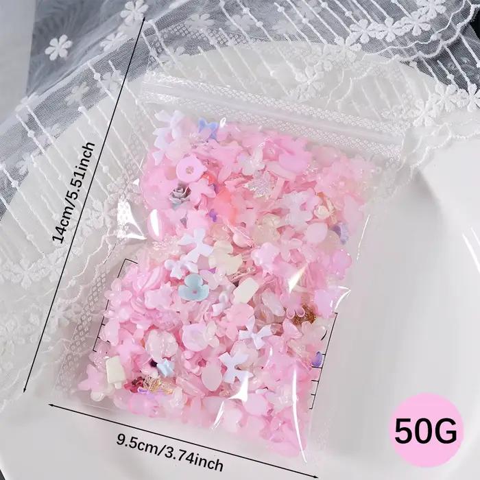 50 g/sac aléatoire bleu mixte arc/fleur Nail Art breloques 500-600 pièces résine camélia/Bowknot ong
