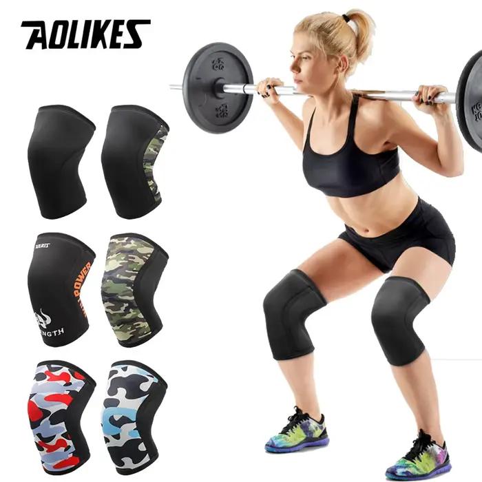 AOLIKES 1 paire 7mm néoprène sport genouillères Compression haltérophilie pressurisé Crossfit entraînement