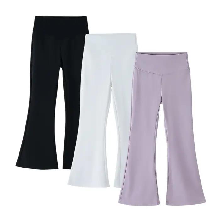 Pantalons évasés taille haute pour filles, leggings extensibles pour enfants, pantalons confortables