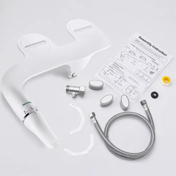 SAMODRA Bidet de toilette Ultra-mince, fixation de siège de toilette avec entrée en laiton, pression