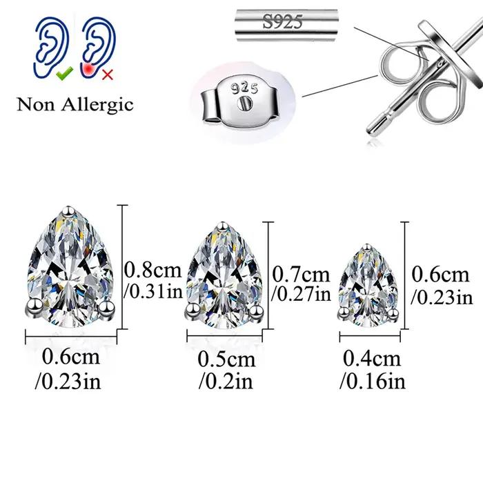 QooLady S925 argent Sterling brillant cubique zircone goutte d'eau boucles d'oreilles pour les femme
