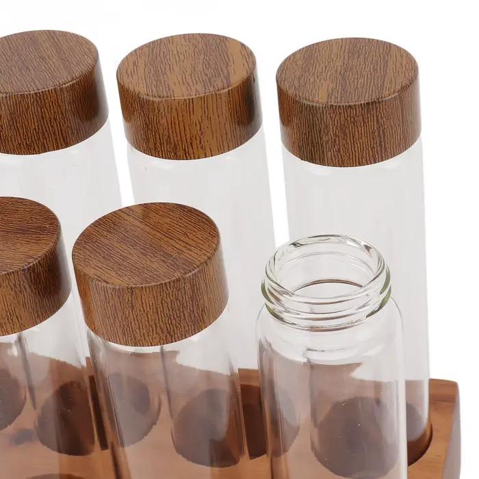 Tubes de stockage de grains de café en verre transparent avec couvercle, bocal de stockage de grains