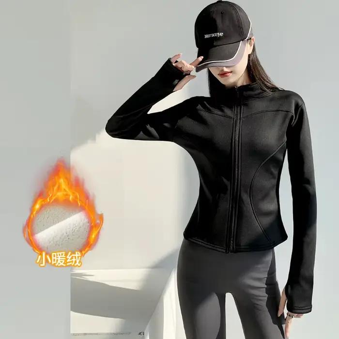 Veste slim fit femme manches longues - Manteau polaire chaud pour yoga, fitness et activités hivernales