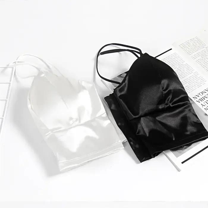 Haut court en Satin Sexy pour femmes, Bralette sans fil, Crochet, bretelles Spaghetti, T-shirt court