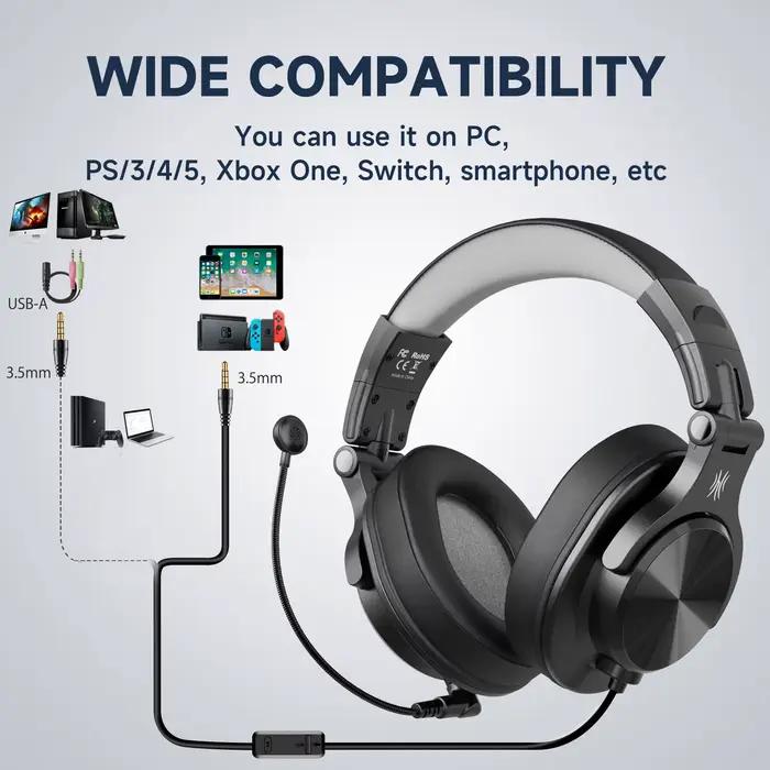 Oneodio-Casque de jeu sur ordinateur A71D avec poignées, microphone amovible, filaire sur l'oreille,
