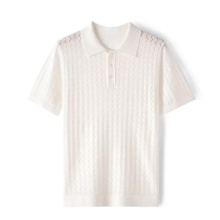 MVCircFLRT-T-shirt à manches courtes pour homme, polo en tricot respirant, chemise fine, chemise d'a