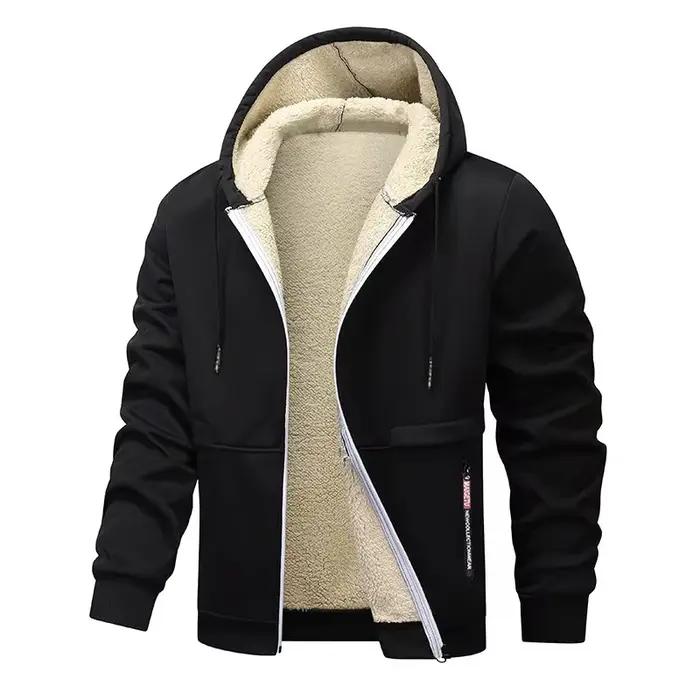 Sweat-shirt à capuche décontracté pour hommes, jeu d'animaux, polaire épaisse, doublure Sherpa, vest