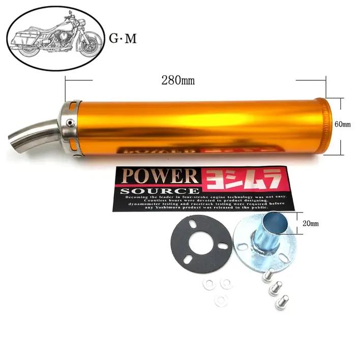 Pot d'échappement universel pour moto de course modifiée 60x280mm en métal 50-250CC, échappement 2 t