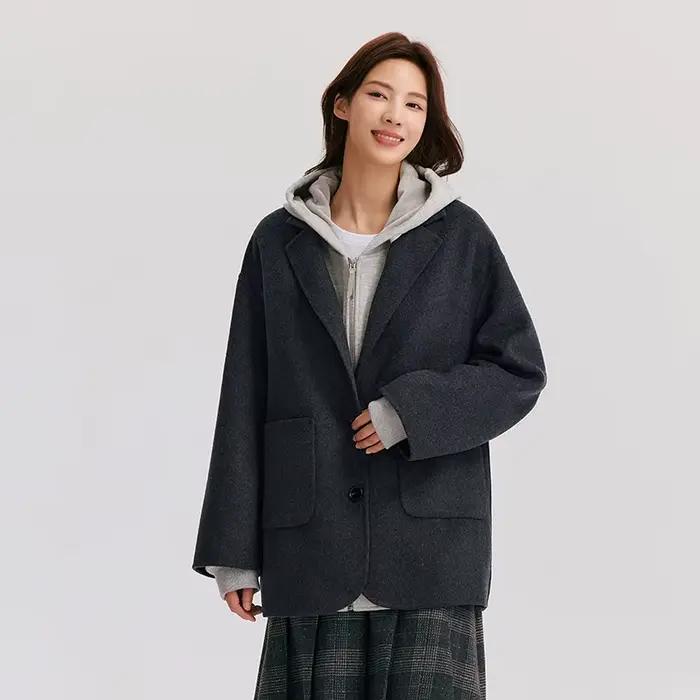 Semir-Veste double face contenant de la laine pour femme, manteau mi-long, col imbibé, polyvalent, c