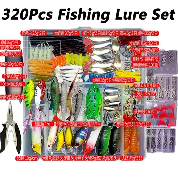 Kit de leurres de pêche, ensemble d'appâts souples et durs, couche d'engrenage, cuillère de gabarit