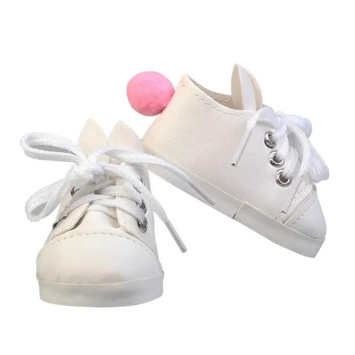 Chaussures en cuir PU lapin beurre pour 18 amaran, baskets à lacets, bébé nouveau-né et fille, brico