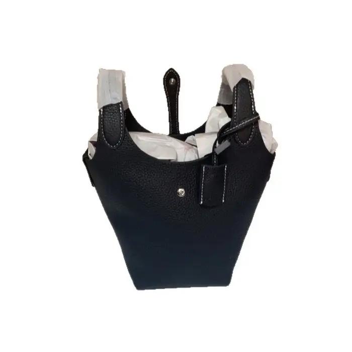 Nouveau sac fourre-tout pour femme 2026 en cuir de vachette motif litchi, style panier à légumes et