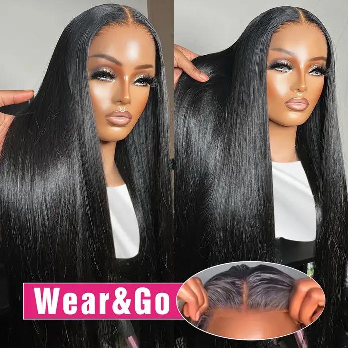 Perruque Bob Lace Front Wig sans colle, Wear and Go, Cheveux humains, Prête à porter, Sophia Straigh